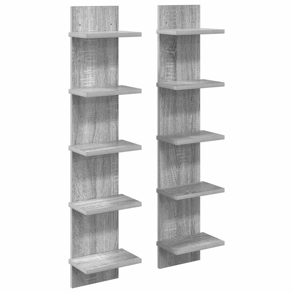 Scaffale da parete 2 pz Sonoma grigio 22 x 15 x 100 cm 8012431