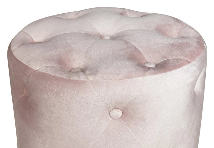 Pouf in velluto capitonné rosa, poggiapiedi - Honey - PO19HO