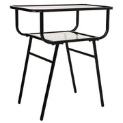 Comodino in metallo e vetro con 1 ripiano grigio 60x35x65,5
