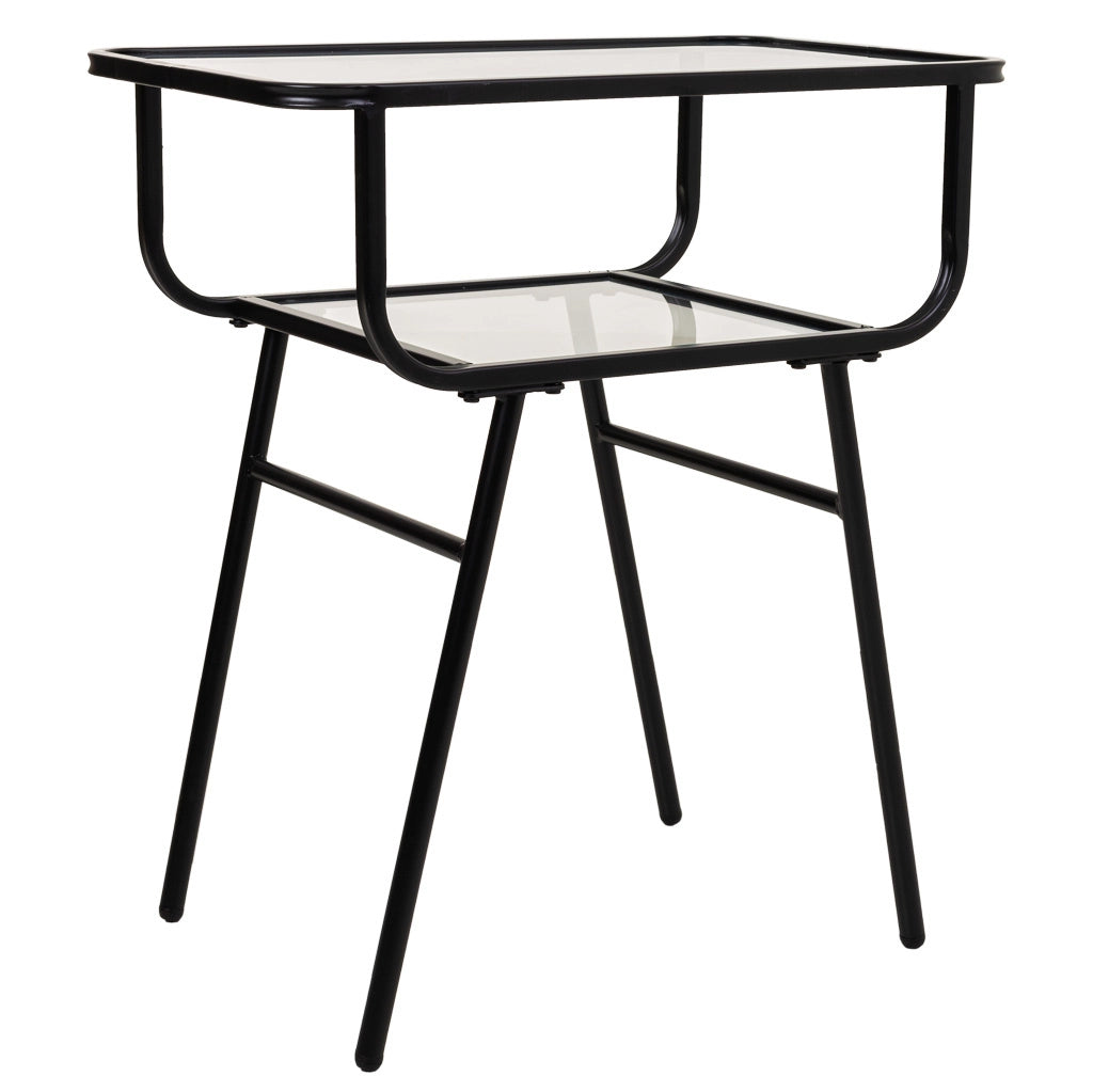 Comodino in metallo e vetro con 1 ripiano grigio 60x35x65,5