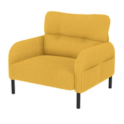 Poltrona con Tasca Laterale e Seduta Profonda; Schienale Ergonomico; in Velluto a Coste Giallo 67 × 75 × 79 cm