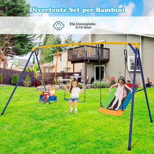 Set di Altalene da Interno e da Esterno, 3 in 1 Altalena da Giardino per Bambini, Corde Regolabili, per Giardino e Parco, Portata 300 kg