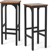 Set di 2 Sgabelli da Bar, Sgabello Cucina con Poggiapiedi, H71,5 cm, Gambe Regolabili, Struttura d'Acciaio, per Pub e Ristoranti, Marrone Rustico
