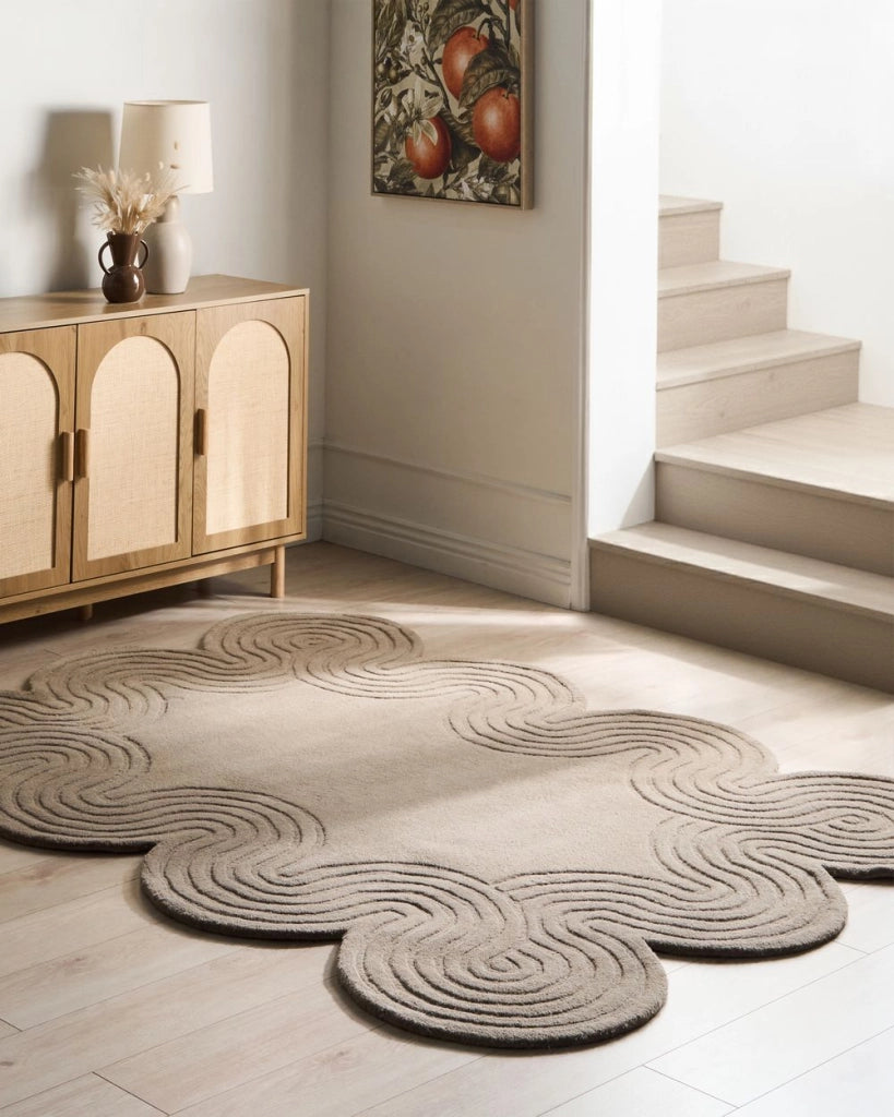 Tappeto in lana tortora di forma irregolare 160 x 230 cm Stile moderno Soggiorno