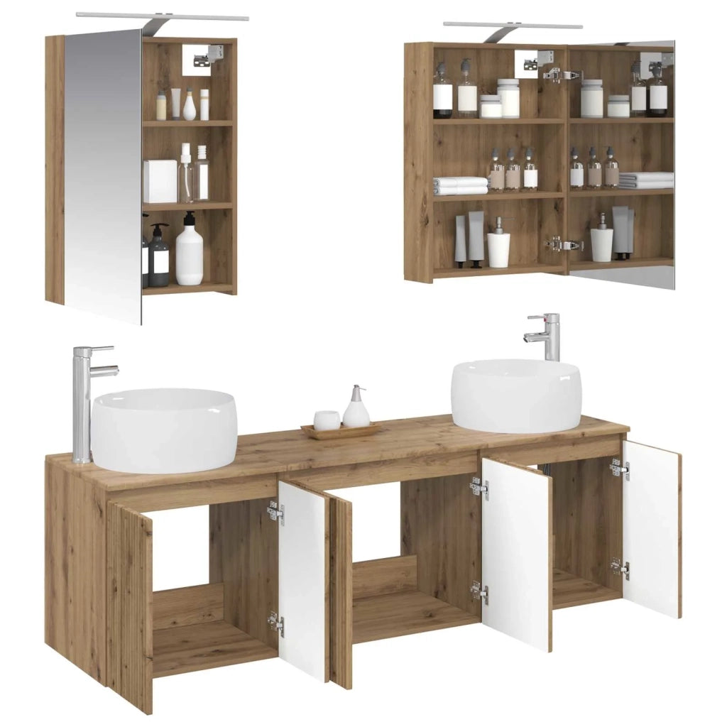 Set di Armadi da Bagno 5 pcs Rovere Artigianale 3406518