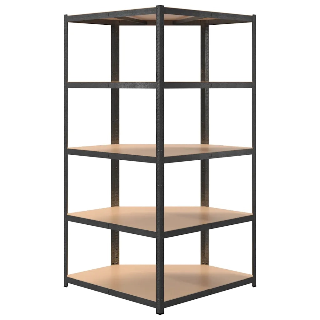 Scaffale Angolare Resistente 5 Ripiani Grigio Acciaio e Legno CFW2524600