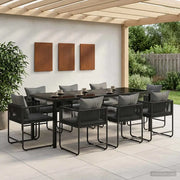 Set da Pranzo per Giardino 9 pcs Nero e antracite