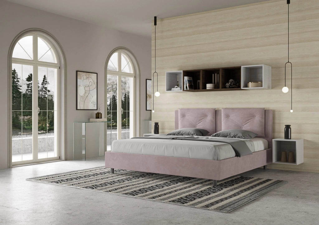 BS COM Letto contenitore imbottito 180x190 microfibra glicine