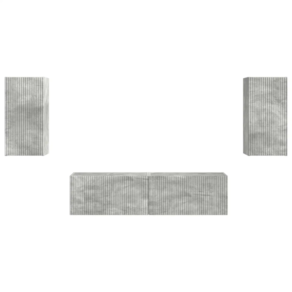 Set mobile TV 4 pz-Credenza per TV Grigio cemento Legno multistrato 506083