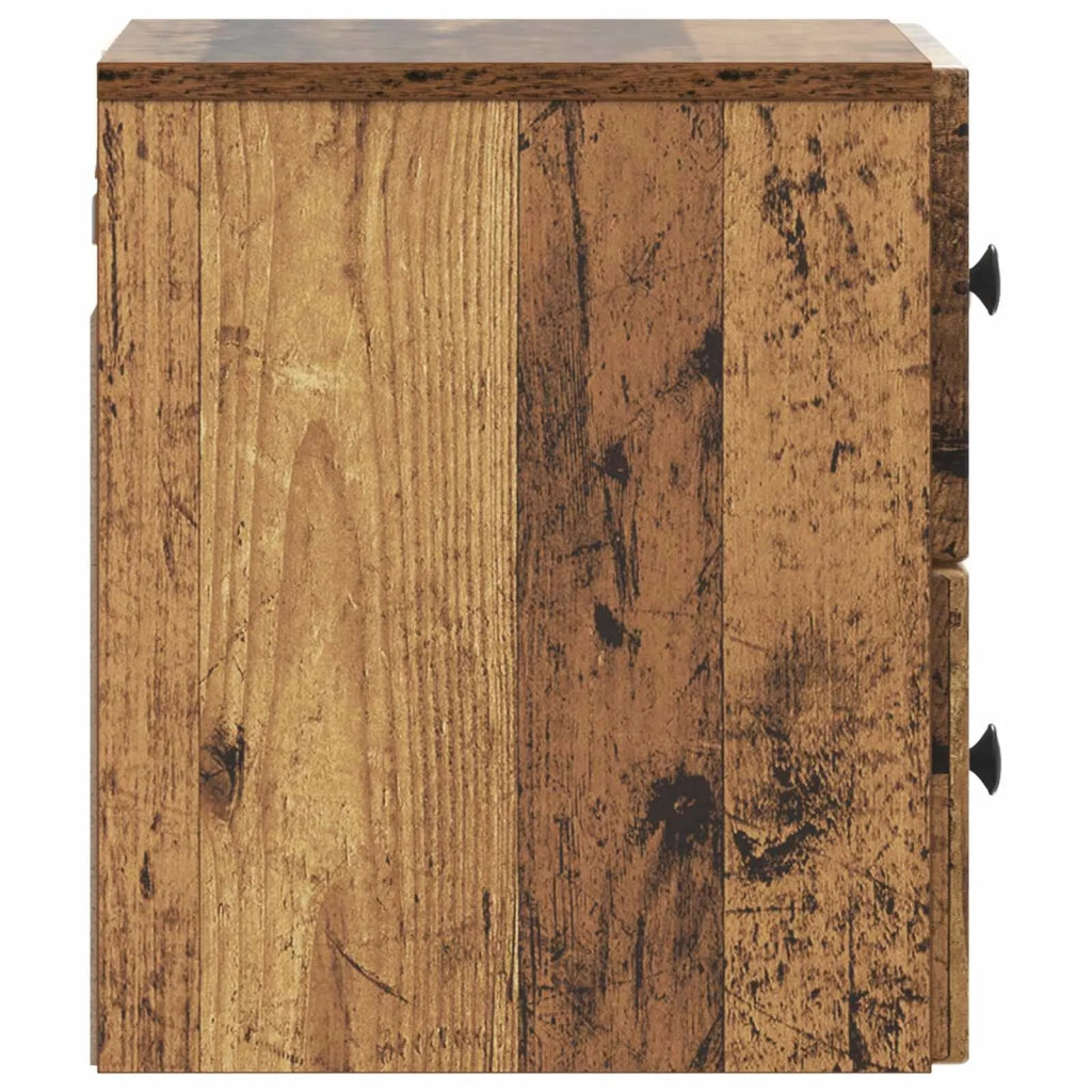 Mobiletto da notte a muro 2 pcs Legno antico 33 x 34,5 x 40 cm 897972