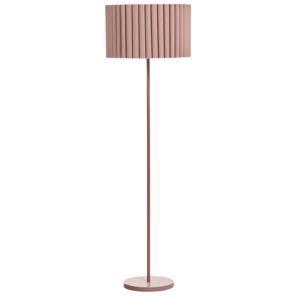 Lampada da terra marrone in poliestere e lino con paralume a tamburo in ferro da 155 cm per camera da letto e soggiorno stile retrò classico