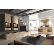 Set completo salotto RAMOS – Rovere – 7 mobili con LED multicolore integrato