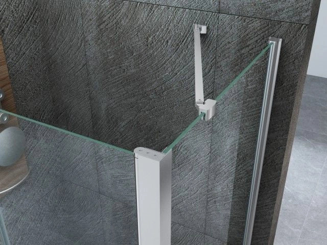 Box doccia in Cristallo 8 mm frameless due lati fisso piu' porta libro - Misura: 90 x 90 x 90 xh195cm