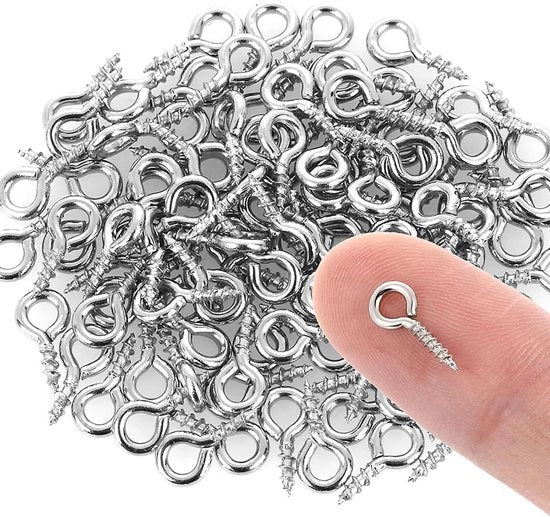 300 piccoli anelli di viti in acciaio inossidabile con viti a vite di legno - occhiali per gioielli e fai da te.