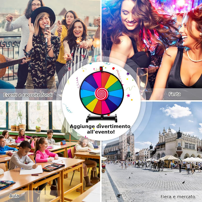 18/24 Pollici Gioco Ruota della Fortuna da Terra&Tavolo, Wheel of Fortune con Marcatore e Cancellatore, 14 Slots, per Carnevale e Feste (18 Pollici)