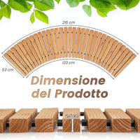 Sentiero da Giardino in Legno, Passerella Curvo da Esterno con Superficie Antiscivolo e Fili Metallici, Design Arrotolabile, per Patio Cortile e Spiaggia, Naturale (216 x 53 cm)