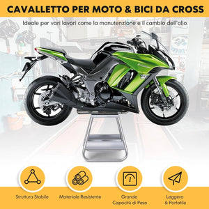 Cavalletto Sollevatore per Moto da Cross, Supporto per Moto Fuoristrada in Metallo con Superficie Antiscivolo, Vaschetta Olio Rimovibile, Portata 450 kg