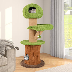 Tiragraffi a Forma di Albero per Gatti 175cm, Albero per Animali Domestici con 2 Casette, Trespolo Peluche, Palline Teaser, Pali in Sisal e Cuscini Rimovibili, Torre Moderno Interno