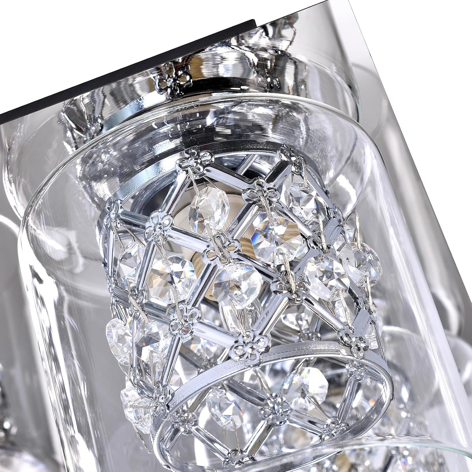 ZMH Lampada da soffitto plafoniera cristallo trasparente 4 luci per soggiorno cucina