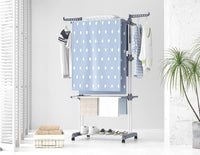 Stendino Verticale Salvaspazio - RATTANTREE - 4 Livelli Stendibiancheria Allungabile con Ruote, Acciaio Inossidabile Stendino da Balcone Esterno, Stendipanni per Interno, Bianca