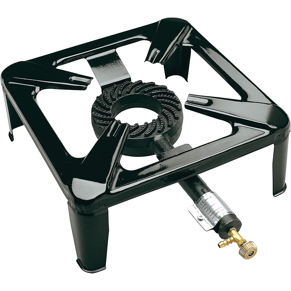 FORNELLO A GAS FORNELLONE ACCIAO GHISA BARBECUE CAMPEGGIO TRASPORTO 30x30x14 cm