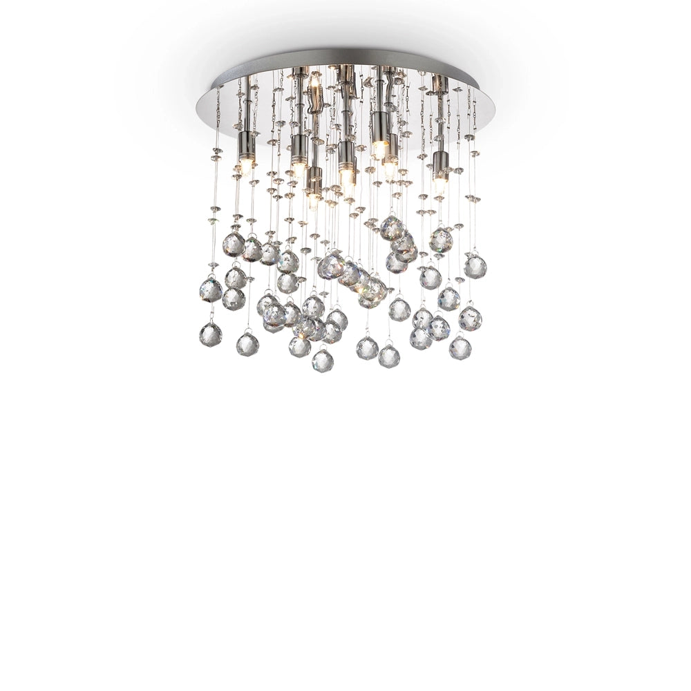 Plafoniera Contemporanea Moonlight Metallo-Cristallo Cromo 8 Luci G9 3W 3000K