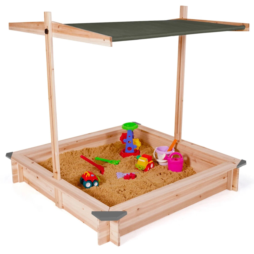 IDMarket - Sabbierra in legno con tetto apribile grigio KIDS