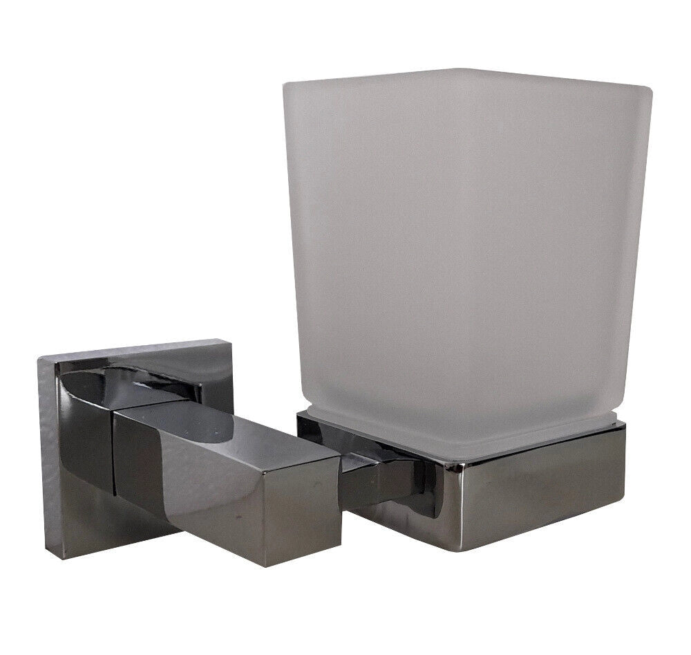 Set da bagno acciaio cromato e vetro satinato 6 pezzi arredo moderno 52920