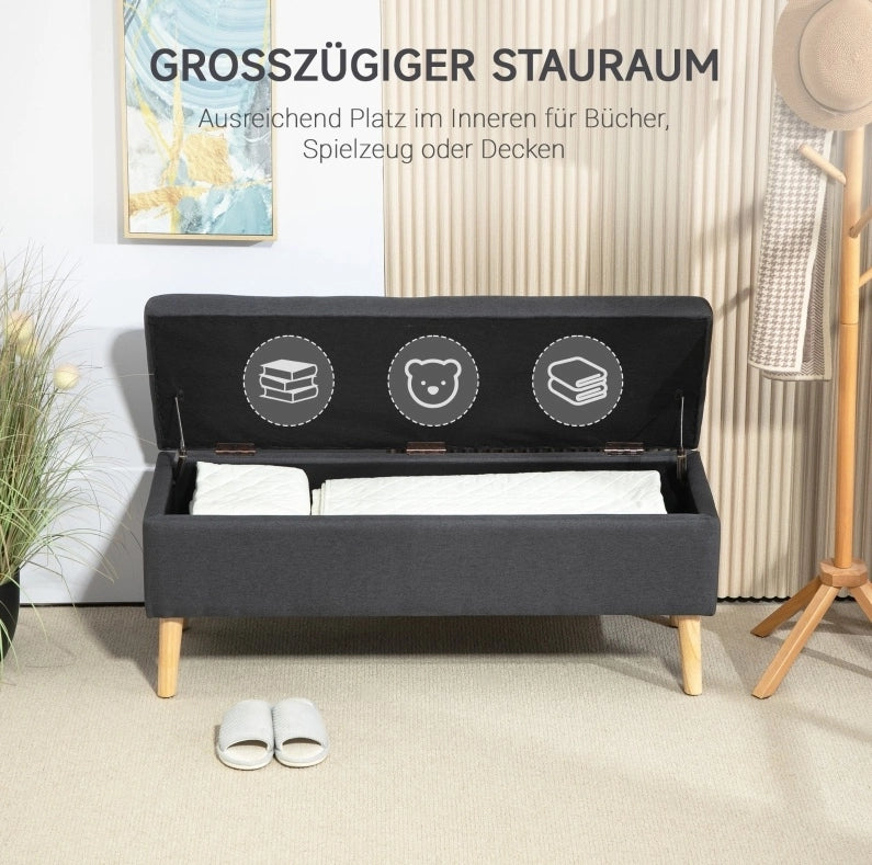 Panca imbottita contenitore 110 cm grigio scuro