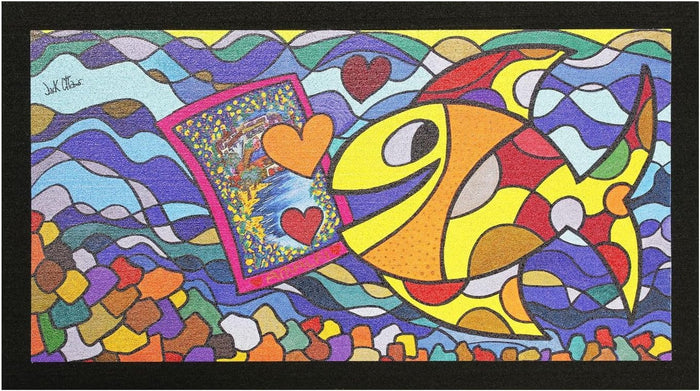 Zerbino Gomma Dipinto Artistico Jack Ottanio Pop Art 40x70 cm Antiscivolo I Love Amalfi (D)