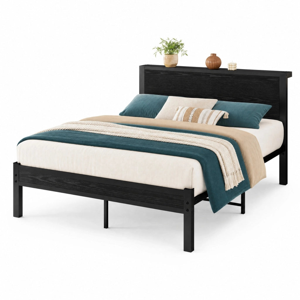 Letto singolo in MDF e metallo con vano sottoletto