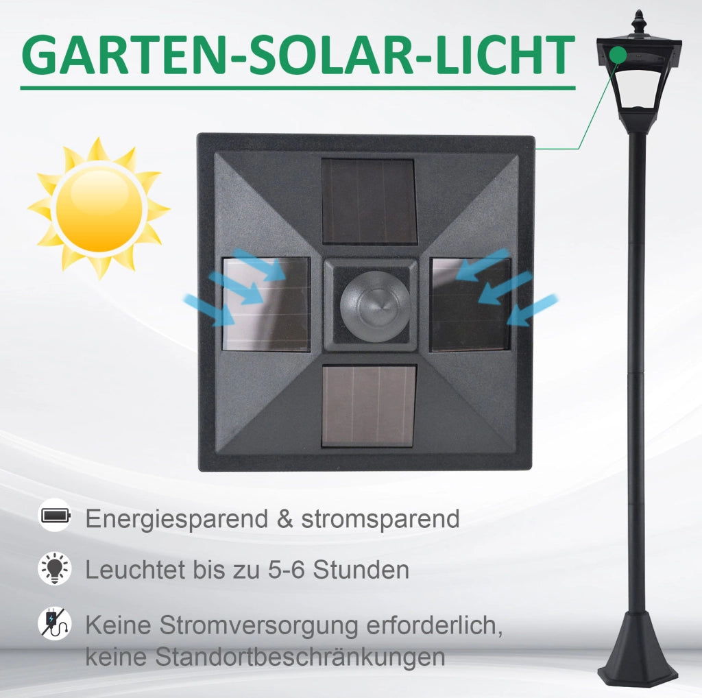 Lanterna solare da giardino LED nera 30 lumen 15 x 15 x 120 cm