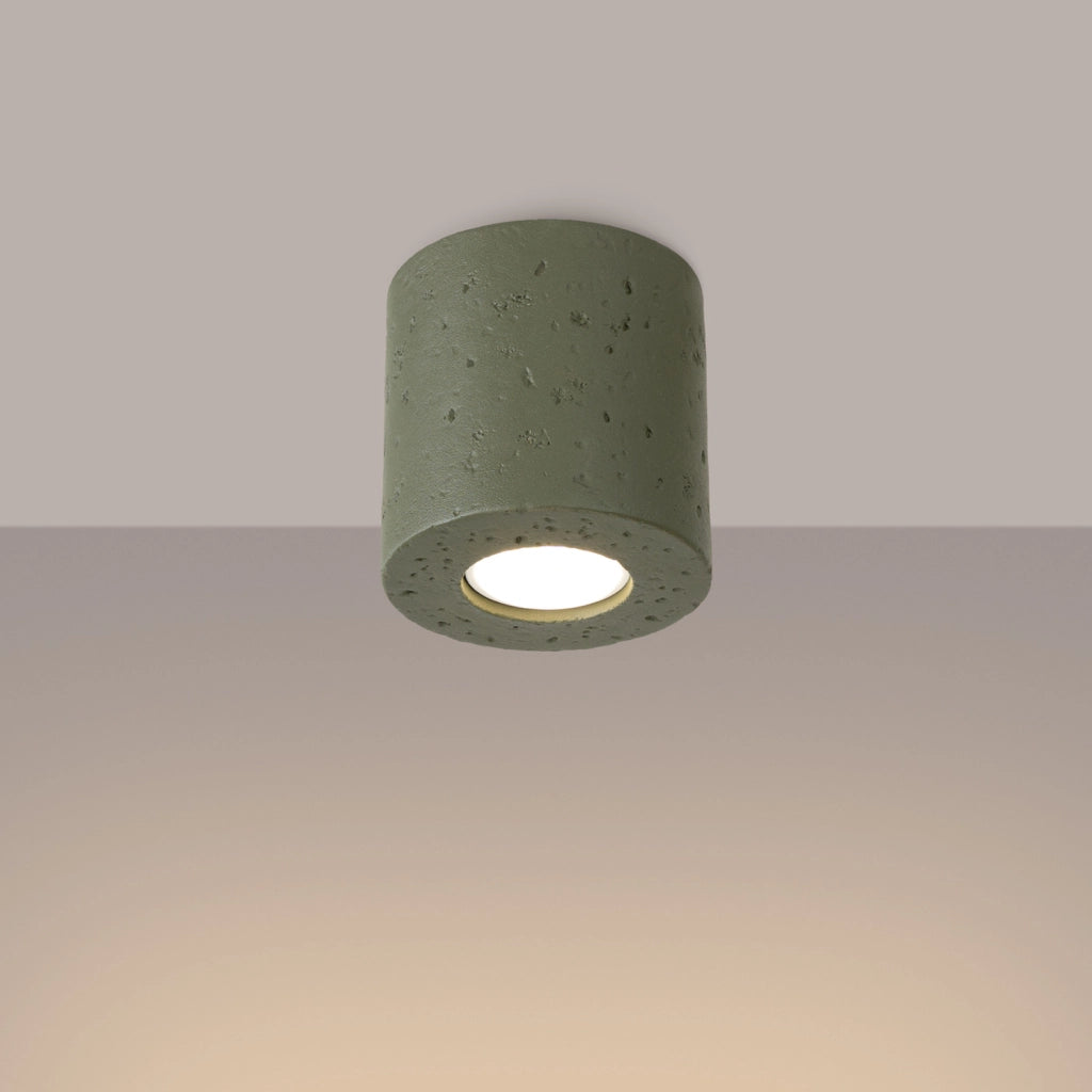 Spot soffitto tondo cemento verde oliva GU10 RONDEO