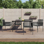 Set Pranzo Giardino 5 pz con Cuscini Polyrattan e Acciaio Nero 3187067