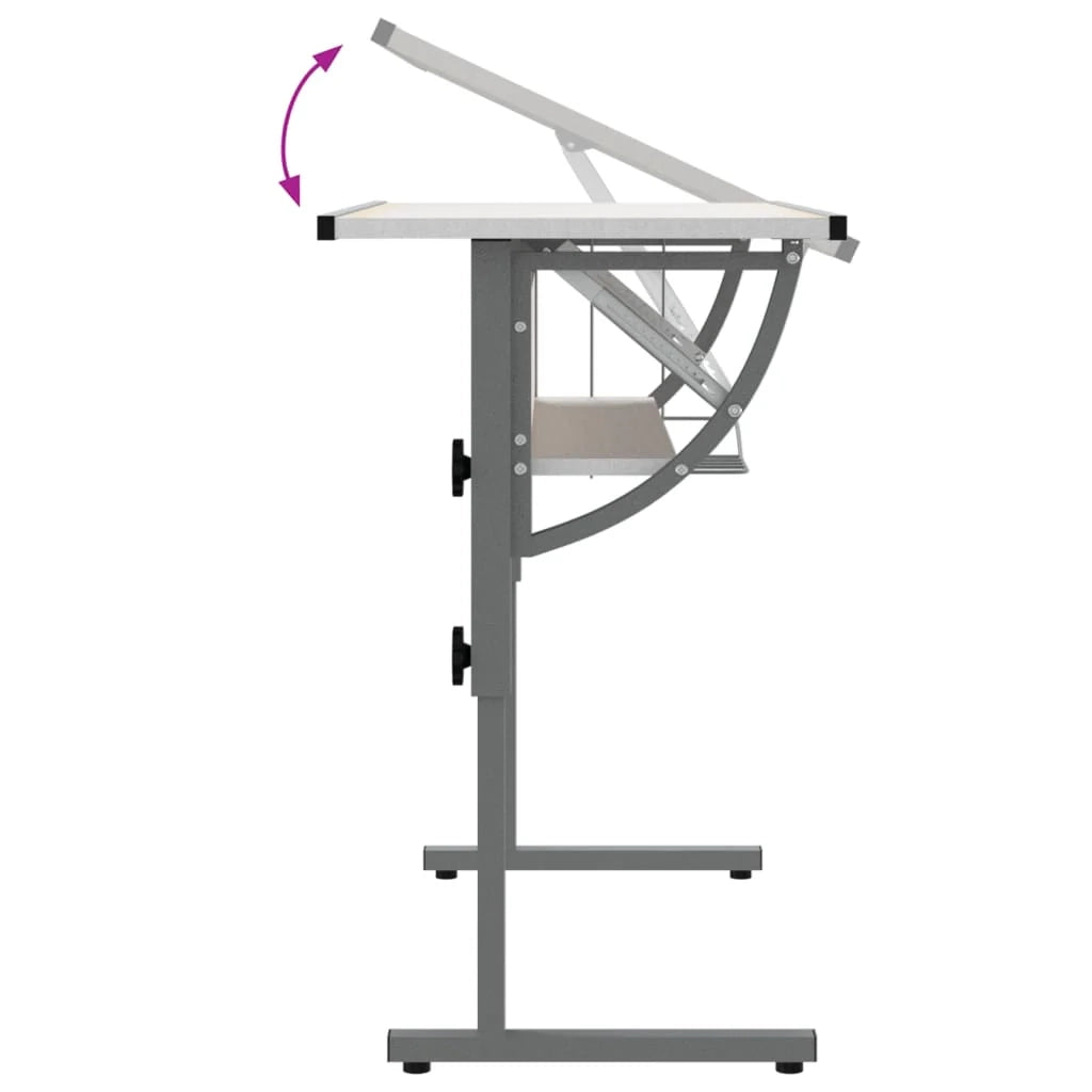 Scrivania tavolo postazione di lavoro mobile per computer studio al computer artigianato 110 x 53 x (58-87) cm bianco 02_0023698