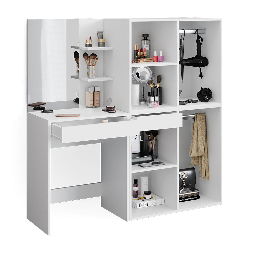 Vicco Tavolo da toeletta Bianco 140 cm con armadi