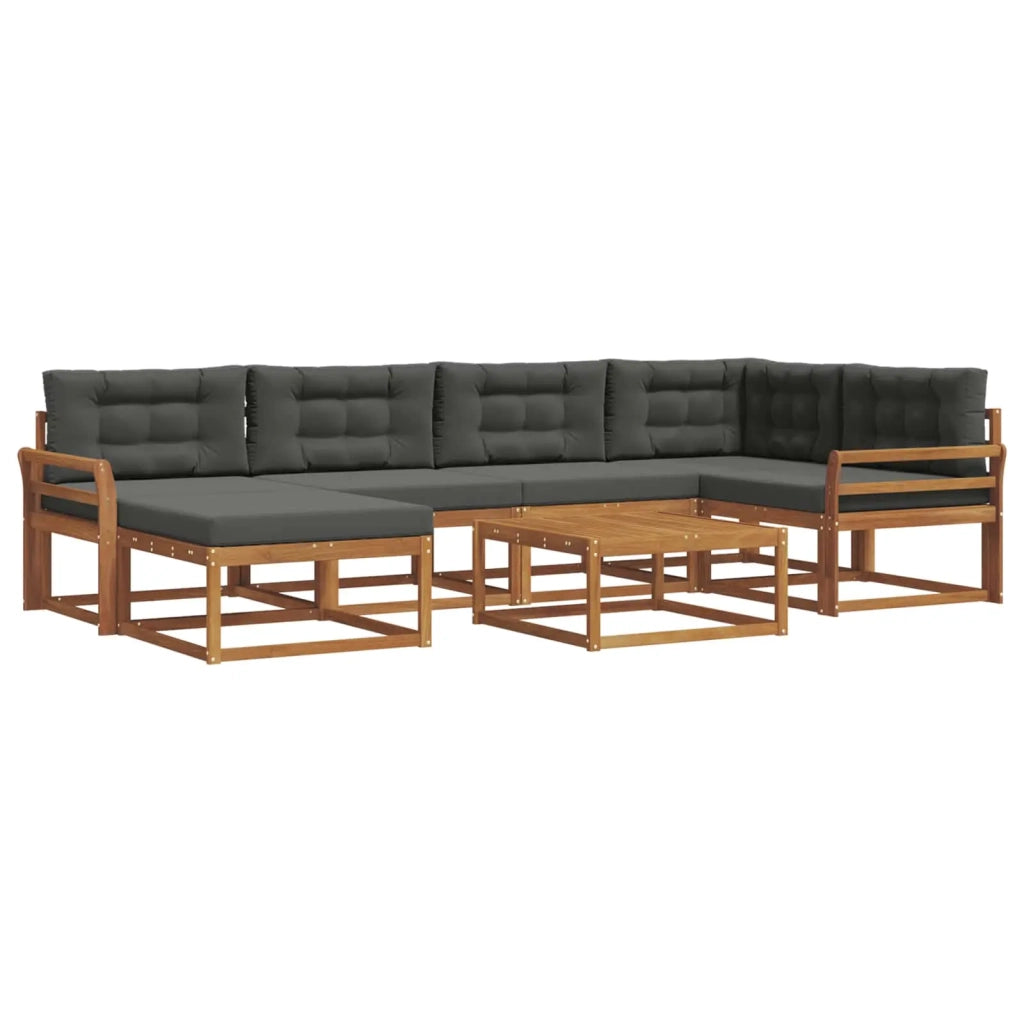 Set di divani da esterno con cuscino 7 pcs Naturale e Antracite