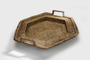 Vassoio Rettangolare 44x50xh7/10 cm con 2 Manici in Rattan Birman