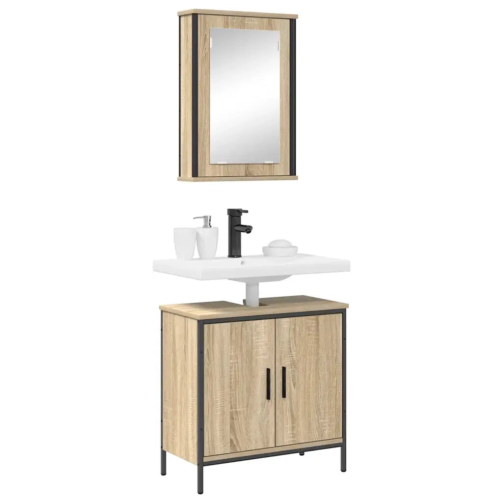 Set di mobili per il bagno 2 pcs Marrone Legno multistrato 3345131