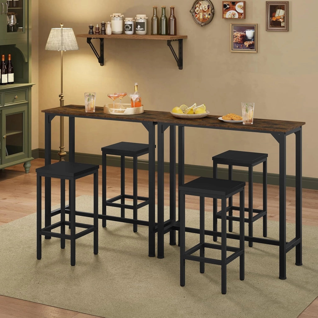 Tavolo da Bar Salvaspazio, Tavolo Alto da Cucina Stretto, bancone bar in Legno & Metallo per Home Bar Cucina, 100 x 40 x 100 cm, Rustico + Nero