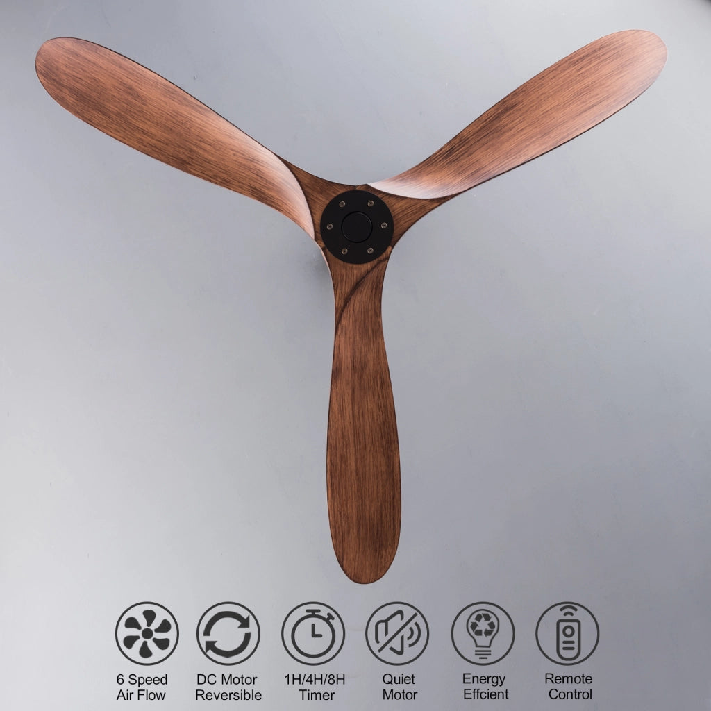 Ventilatore da soffitto 60 pollici senza luce con telecomando, pale ABS, motore DC reversibile, design moderno, per interni ed esterni