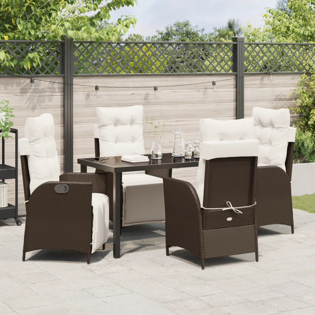 Set da pranzo da giardino da 5 pezzi Rattan poligonale marrone
