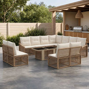 Set Divano da Giardino 12 pz Beige e Bianco Crema polyrattan 3437268