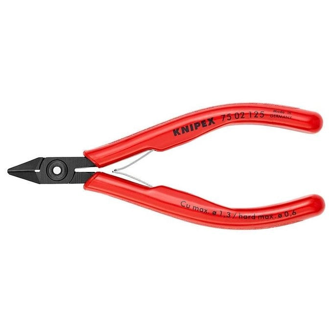 KNIPEX 75 02 125 Tronchese per Elettronica con Cerniera Avvitata e Guaine in Plastica colore Nero