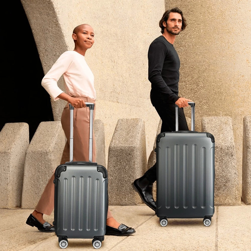 Set di 3 valigie ¨C Minimal ¨C grigio scuro, resistente a graffi e urti, materiale ABS