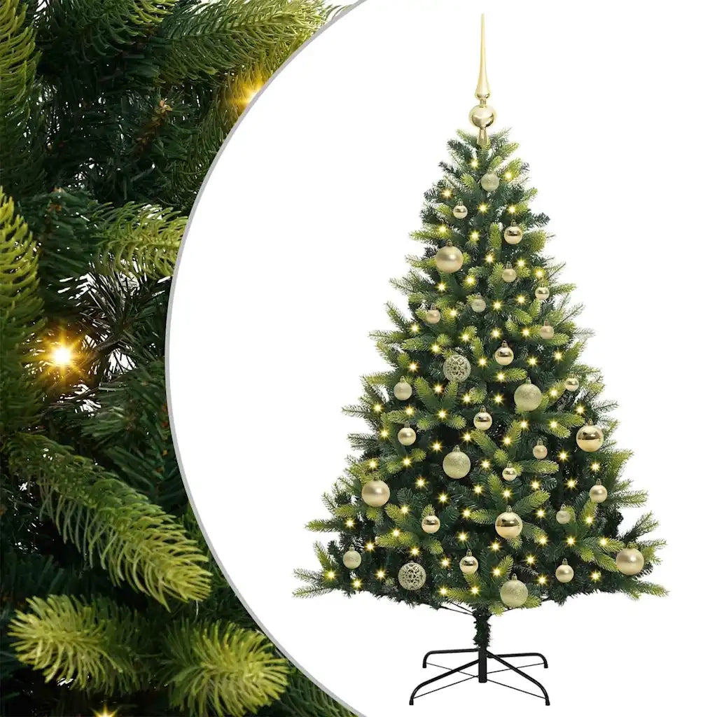 Albero di Natale Artificiale Pieghevole 150 LED Verde 120 cm 3395977