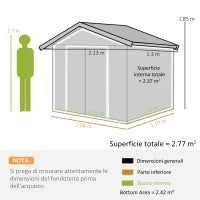 Casetta da Giardino Porta Utensili in Lamiera con Porte Scorrevoli, 213x130x185cm, Giallo
