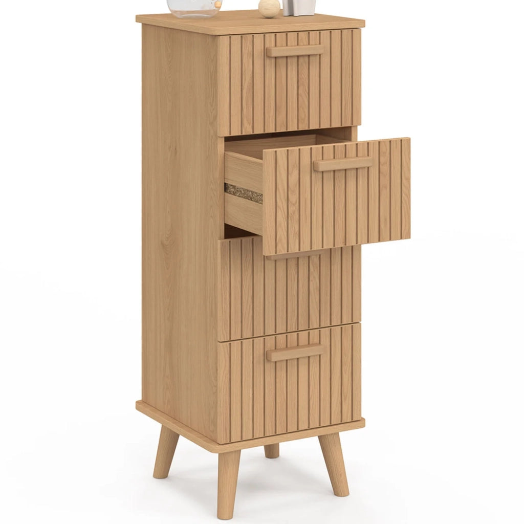 IDMarket - JULIETTE mobile a 4 cassetti, 30 cm, armadio a doghe color rovere con doghe in legno