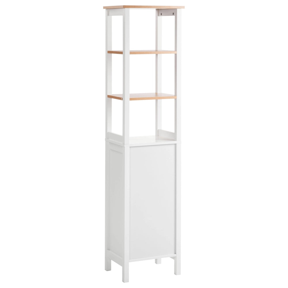 Mobile da bagno alto con ripiani in MDF bianco 30 x 160 cm armadietto