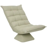 Poltrona Relax da Salotto, Design Imbottito con Schienale Regolabile, Girevole a 360°, Rivestimento in Lino, Beige
